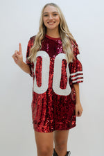 Sequin Jersey Tee - Crimson