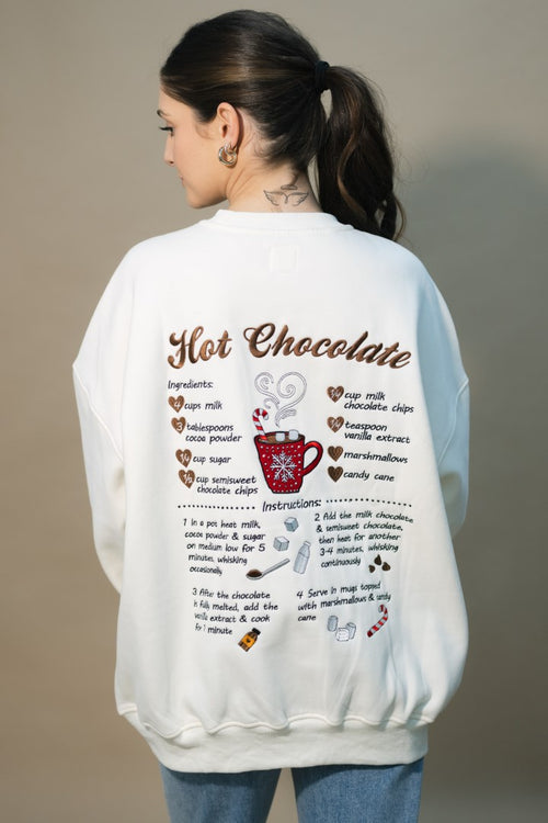 oversized hot cocoa recipe graphic crewneck