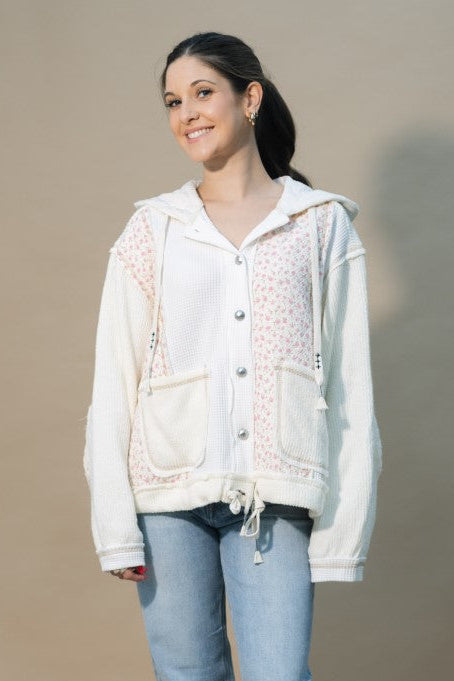 cream ditsy floral hoodie women’s