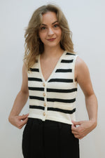 Kay Sleeveless Stripe Top - Ivory