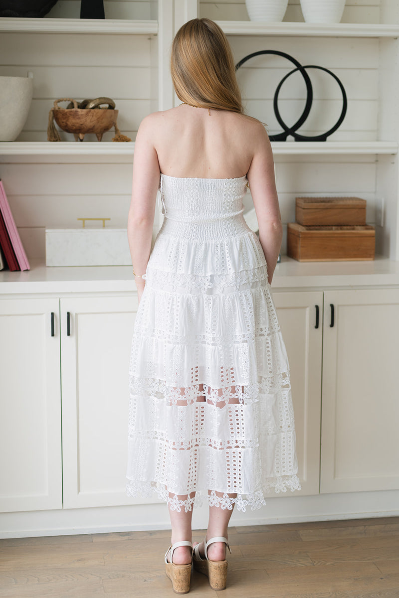 Jolene Eyelet Lace Tube Dress - White