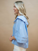 puff sleeve top with pleats