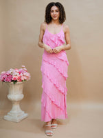 bubblegum pink maxi with slit