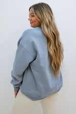 Ribbon Embroidered Sweatshirt - Blue