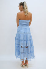 Jolene Eyelet Lace Tube Dress - Blue