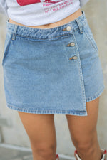 Light blue denim skort retro