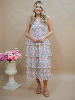 Pink floral smocked bodice dress