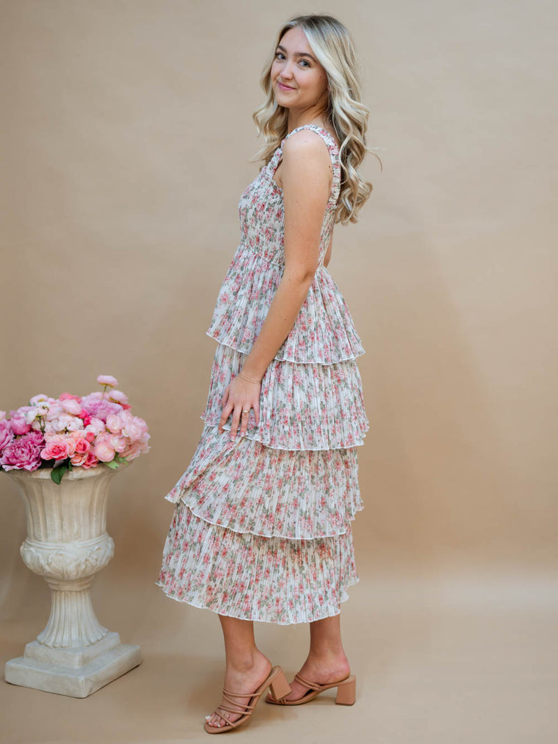 Spring cottage core ruffle dress