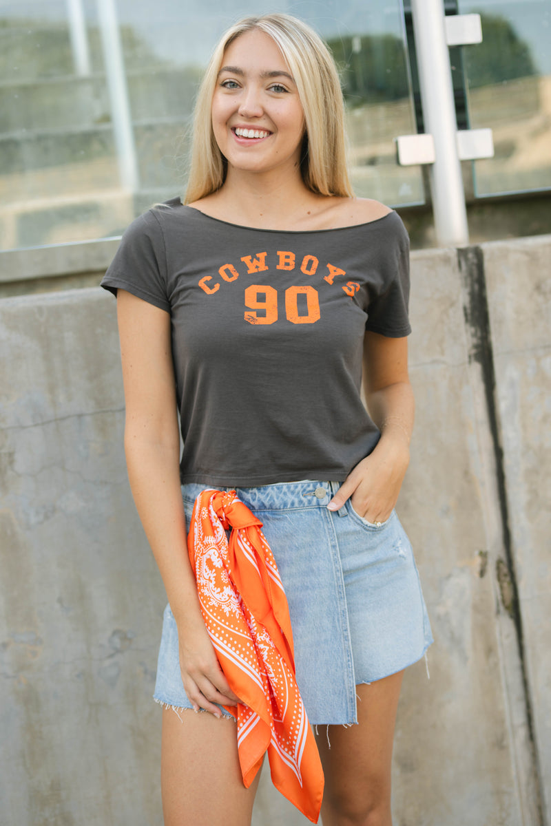OSU Cowboys off shoulder tee shirt