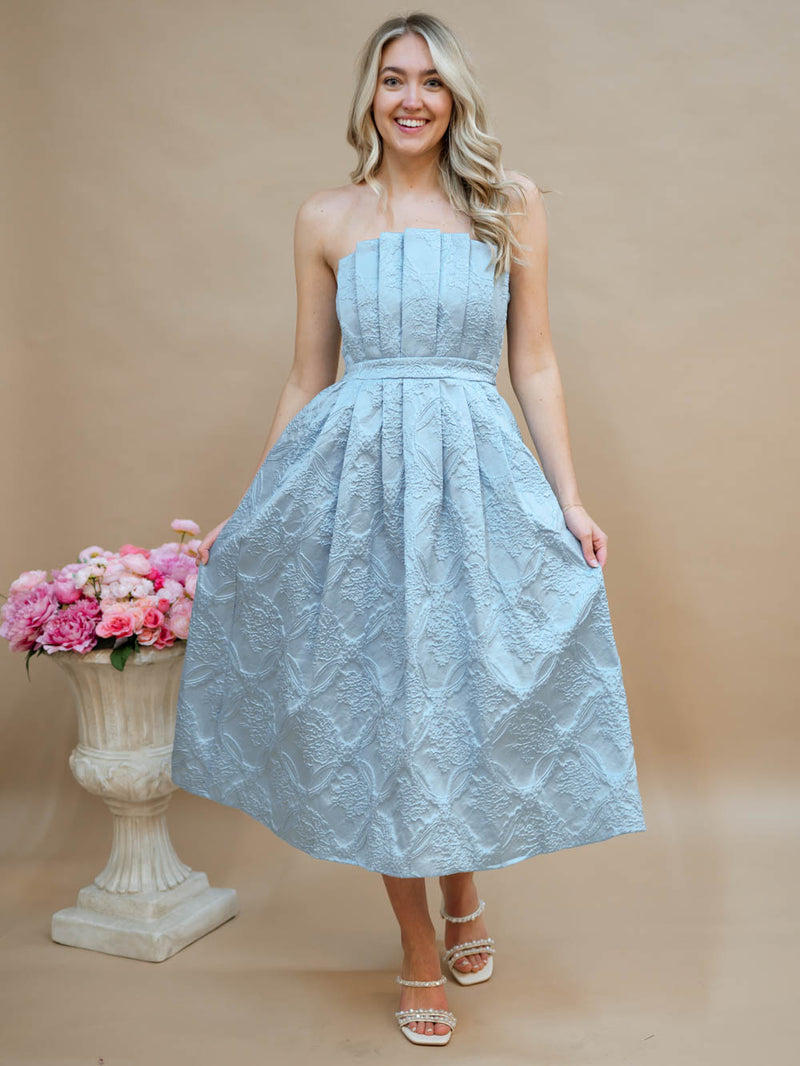 Powder blue formal midi dress