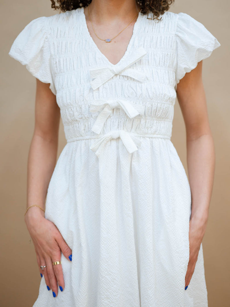 Preppy bow detail dress for showers