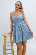 smocked bodice mini dress