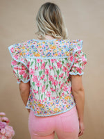 Multi floral print spring blouse