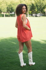 Orange casual romper fall transition