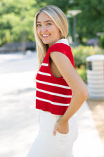Preppy striped knit vest red