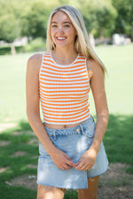 Orange stripe crop top summer