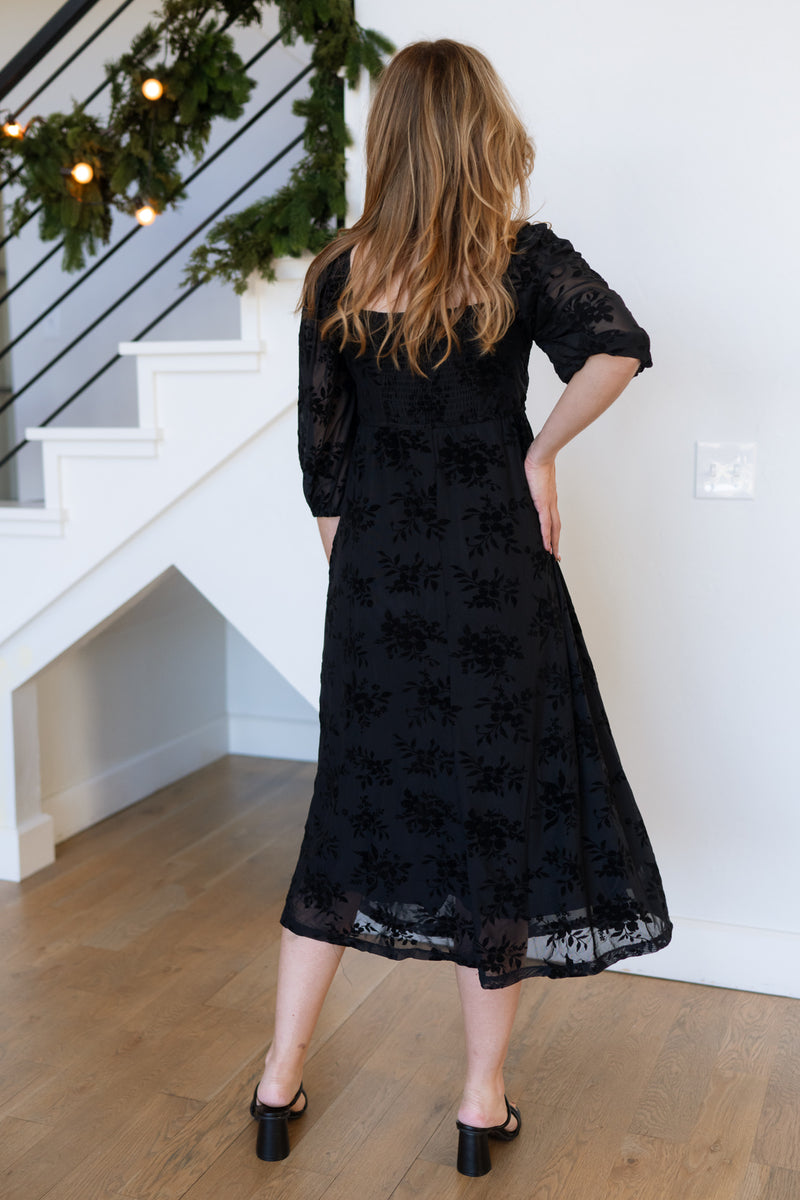 midi sleeve holiday party dress