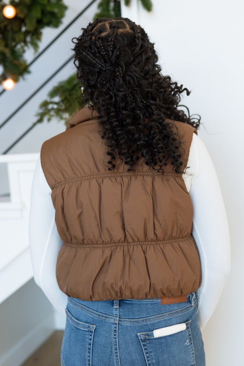 brown winter vest