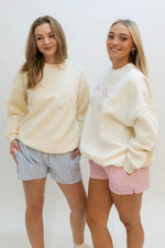 cute loungewear with bow sweatshirt with boxer shorts