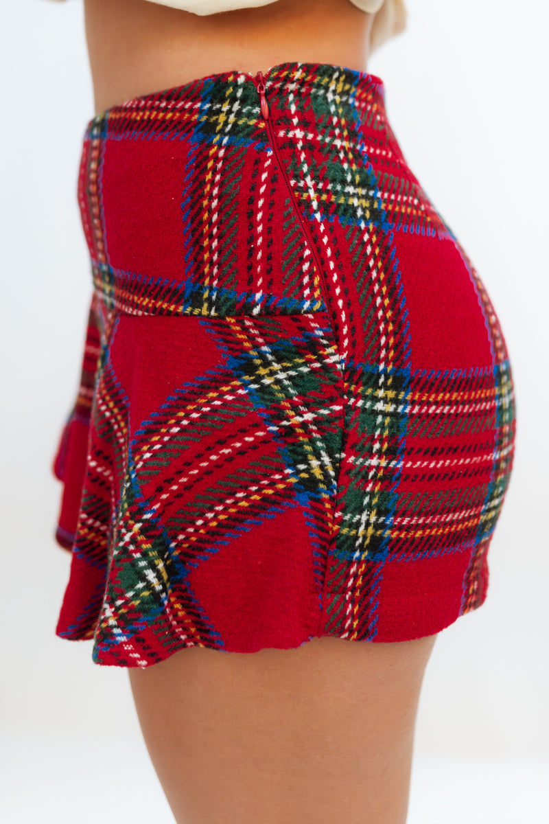 Rena Red Plaid Skort