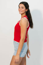 Weston Collared Top - Red
