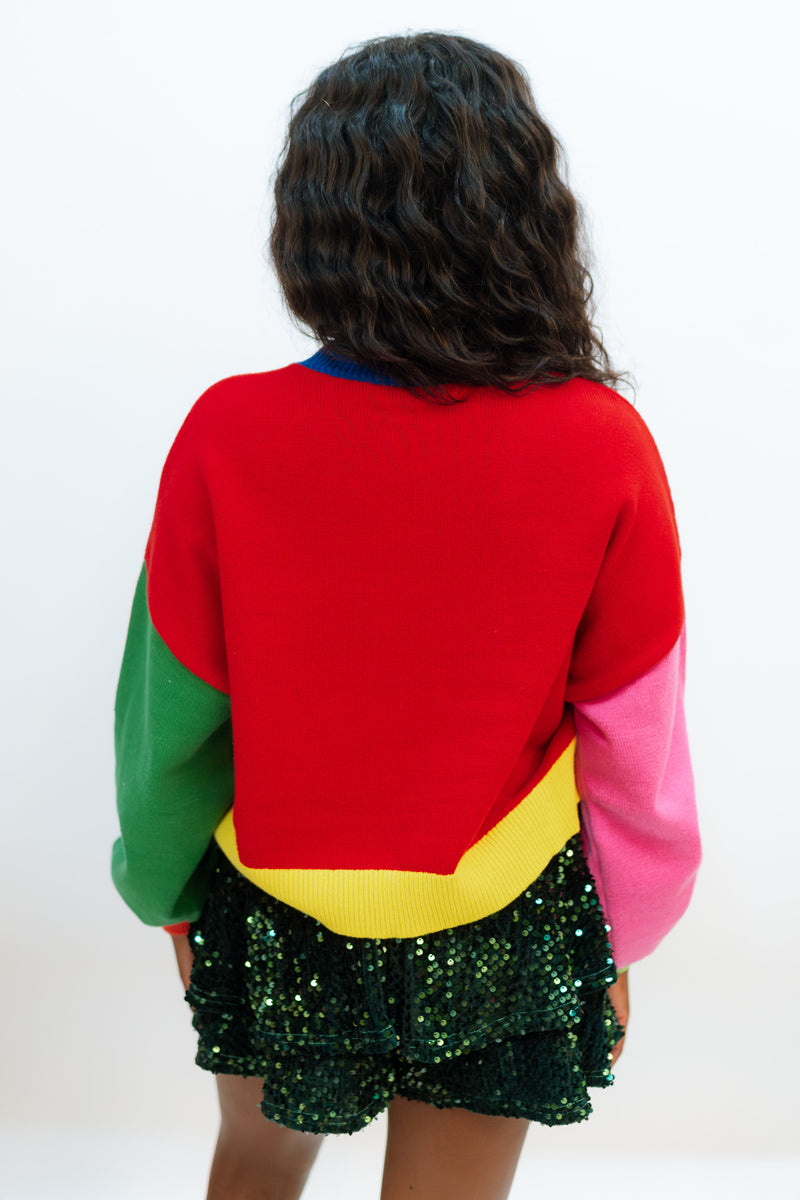 [Queen Of Sparkles] Color Block 'Merry & Bright' Sweater