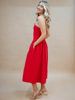 Strapless formal red dress