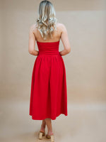 Red party dress with pockets