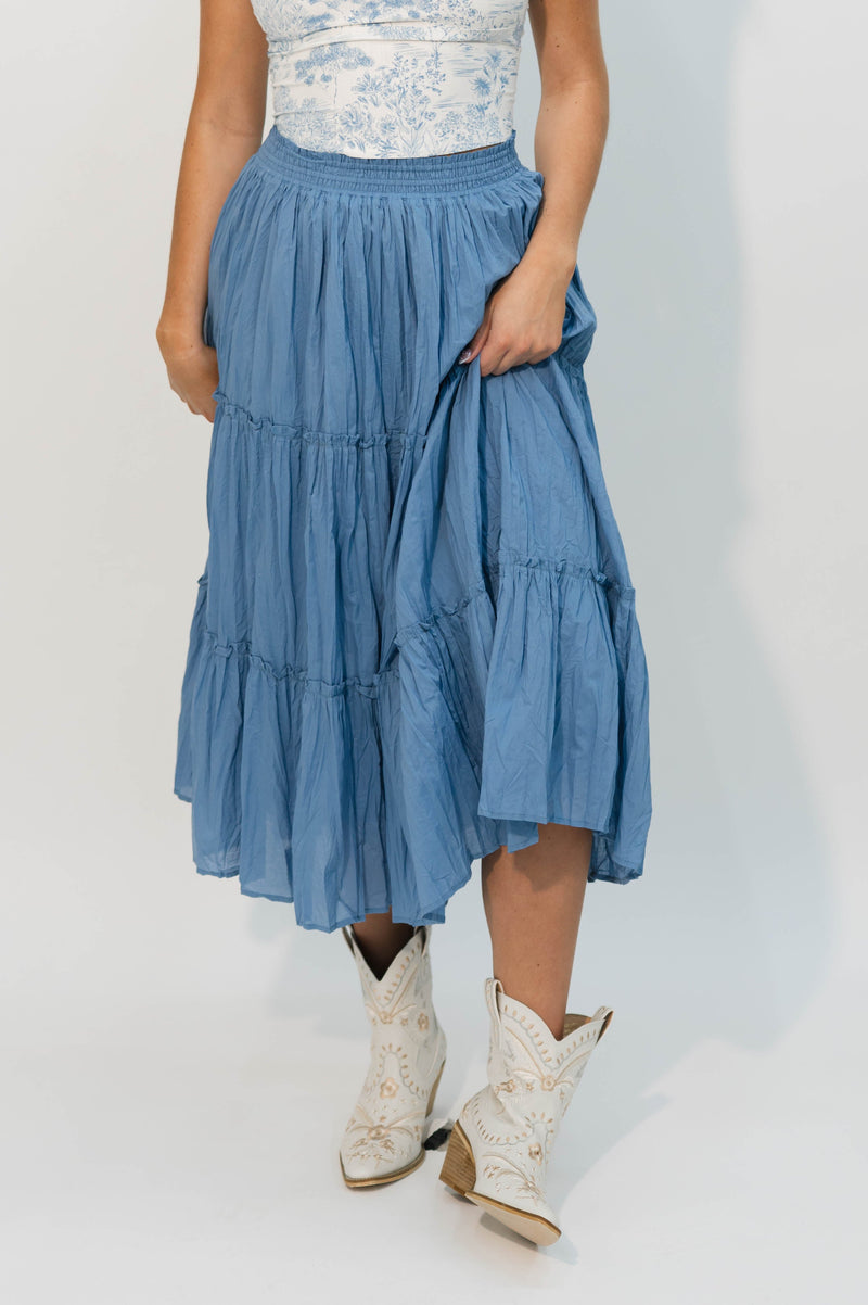 Adelaide Midi Skirt - Blue