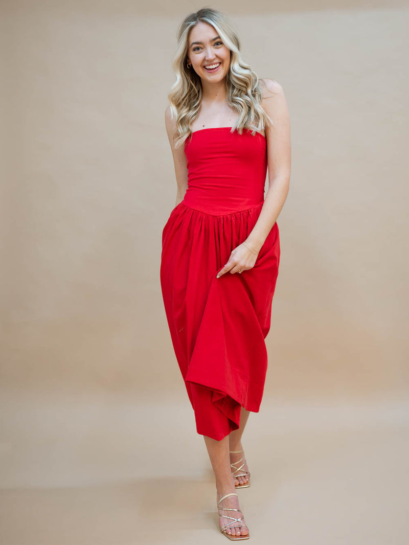 Romantic red cocktail dress