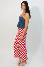 Statement red checker print bottoms