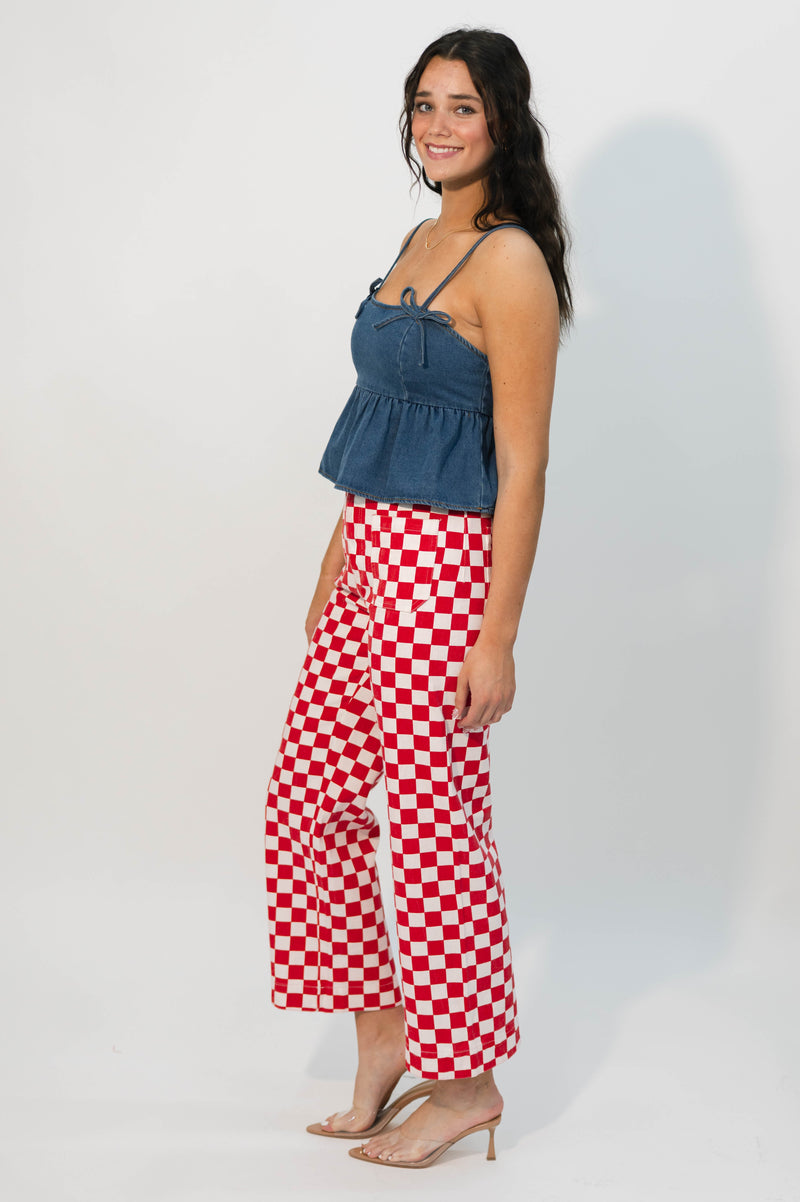 Calf Fry red and white pants
