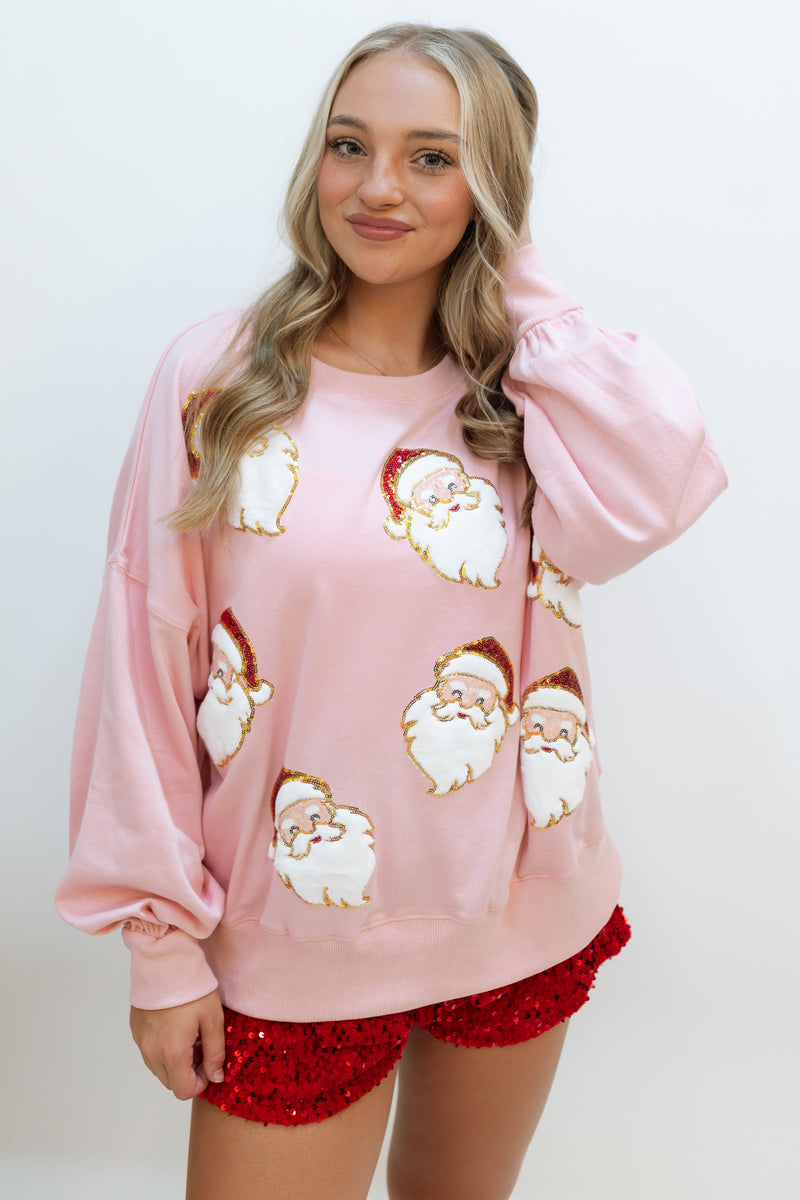 Santa Fuzzy Sweatshirt - Pink