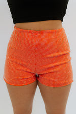 Orange Statement Shorts with sparkle rhinestone all over for osu tenessee game day outfit