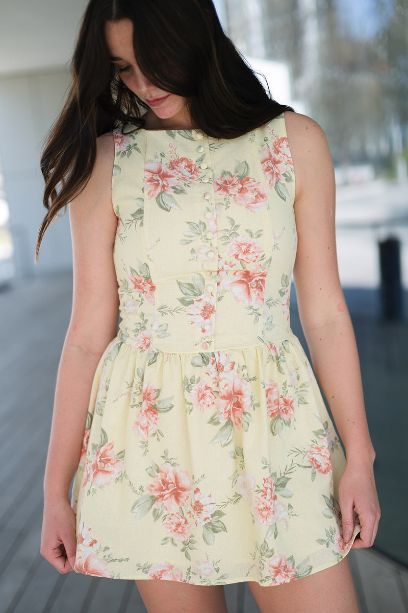 modest mini dress Floral Boat Neck Mini Dress Medium