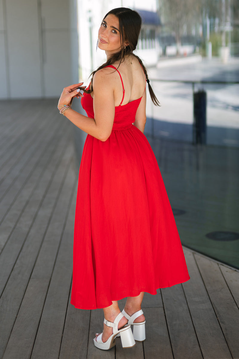 womens red midi dress Jeanne Corset -Red Small S/M/6/8 Color:blue dress 26.6.29AI Elegant A Line Satin