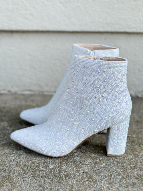 Barcelona All White Pearl Stud Boot