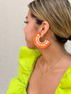 Tropical Fan Earrings - Orange