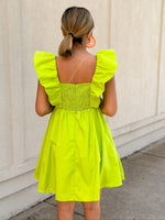 Michaela Flared Sleeve Mini Dress- Apple