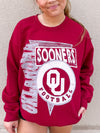 Crimson OU Football Spree Thrifted Sweatshirt