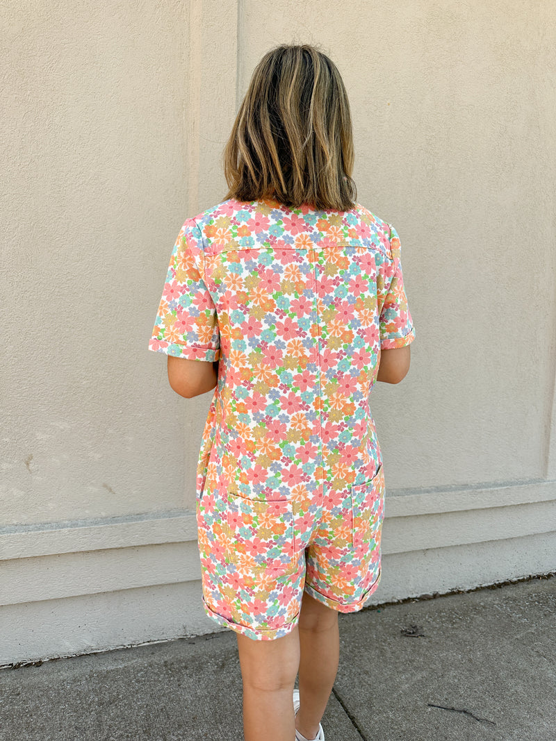 Barrett Floral Denim Romper