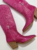 Tall Western Rhinestone Boots - Pink