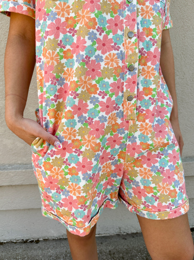 Barrett Floral Denim Romper