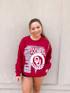 Crimson OU Football Spree Thrifted Sweatshirt