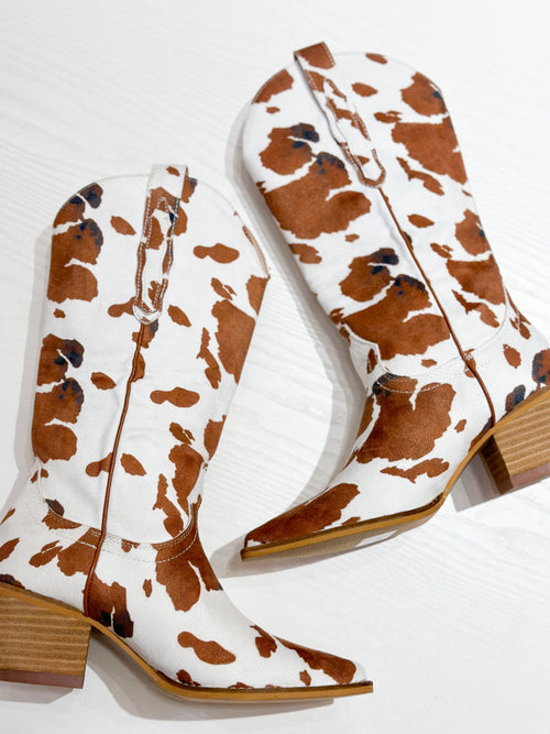 Hanan Cow Print Short Boot