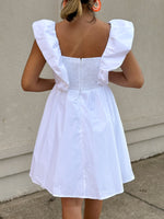 Michaela Flared Sleeve Mini Dress- White