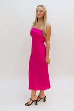 barbie pink fuchsia tube satin dress