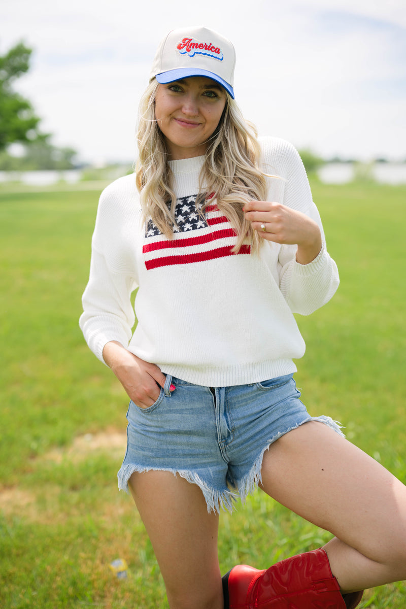 cozy flag sweater for summer nights