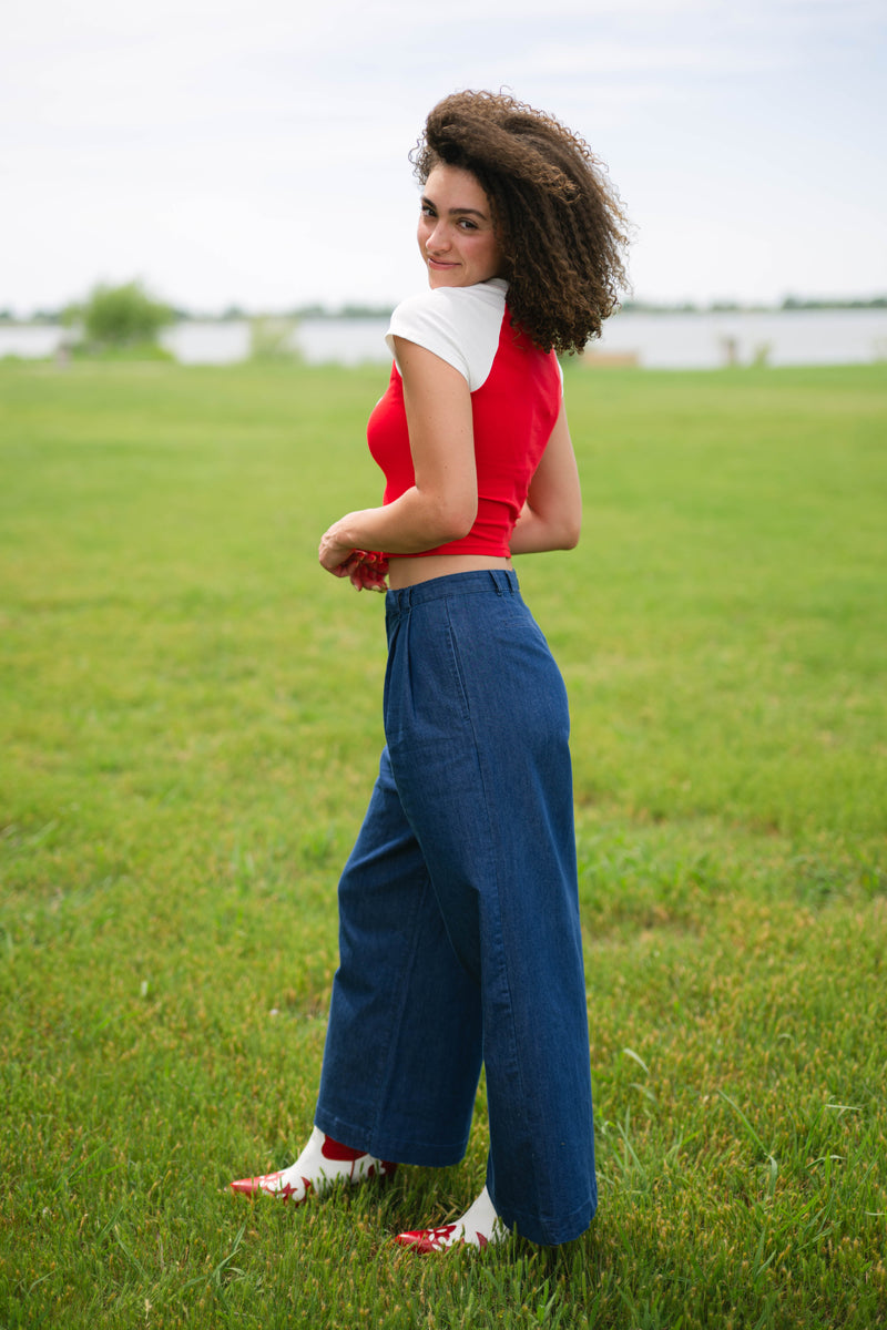 Coastal grandma wide leg denim pants