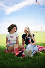 Embroidered USA patch baby tee